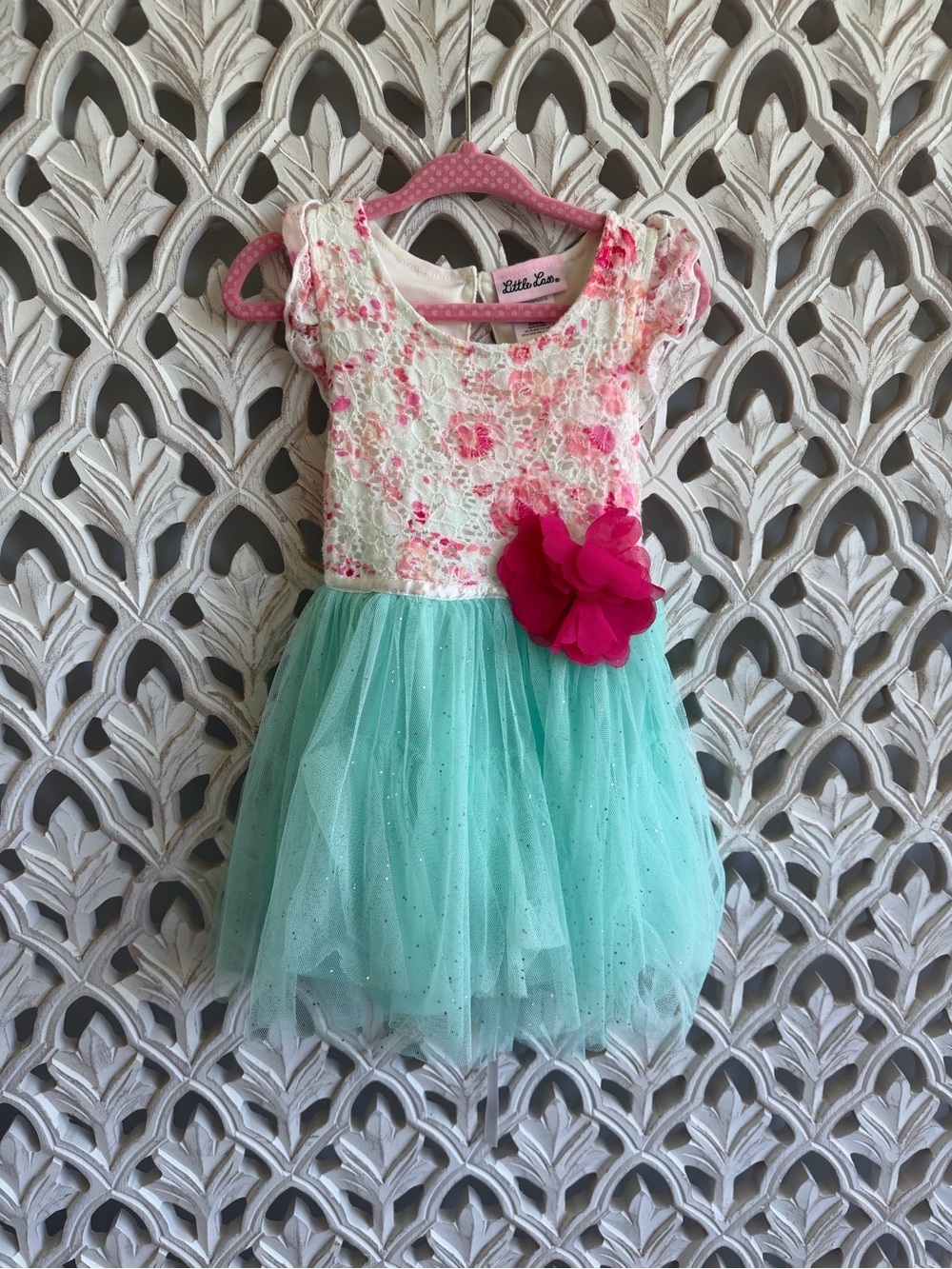 Little Lass 2T Floral Lace and Tulle Dress